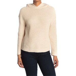 Abound Nordstrom Cozy Ribbed Knit Hoodie Sweater Beige Oatmeal Light Heather L